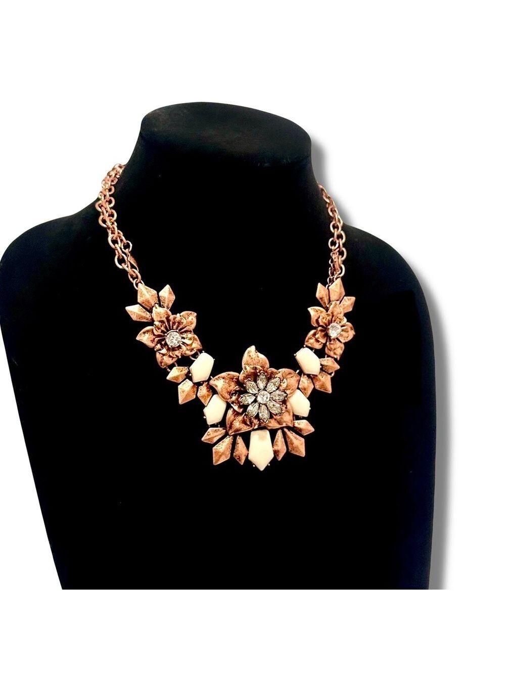 PREMIER DESIGNS Ivory Stone & Rosegold Flowers Convertible 3-n-1 Necklace NWT - Picture 6 of 9